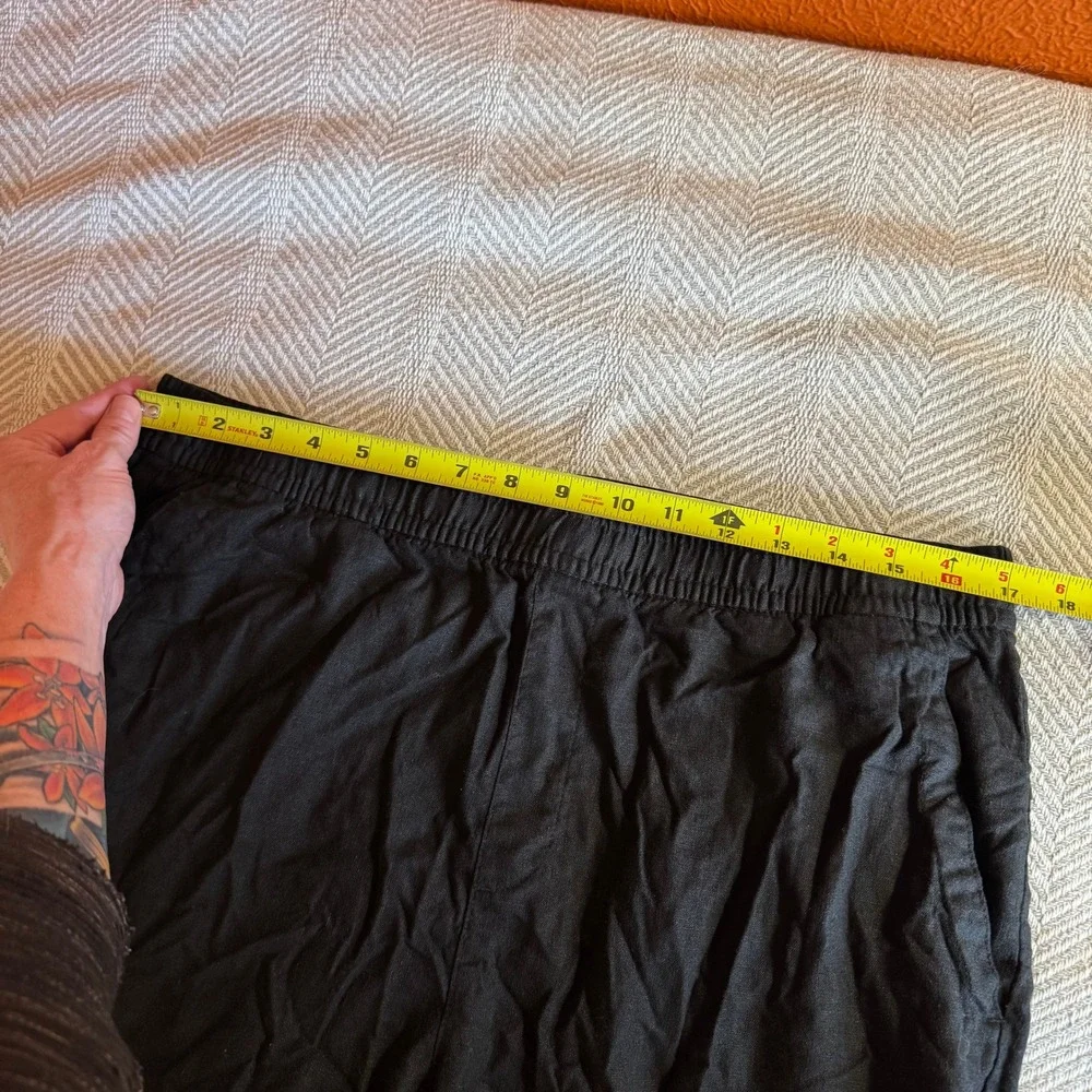 Old Navy Womens Black Linen Blend Wide Leg Drawstring Pants Large - Picture 8 of 9